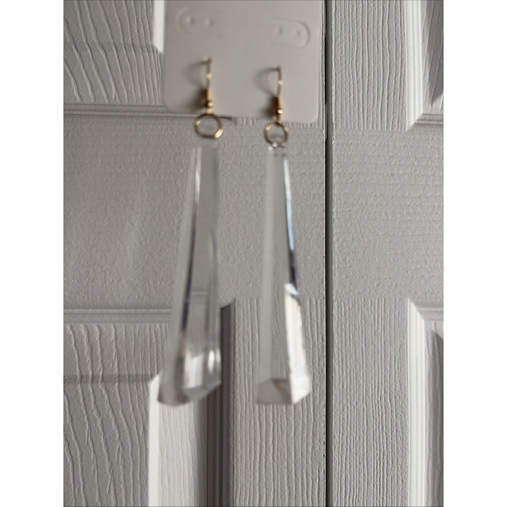 Faux Crystal Earrings Womens OS Clear Prism Dangle Gold Tone OS Halloween Witchy